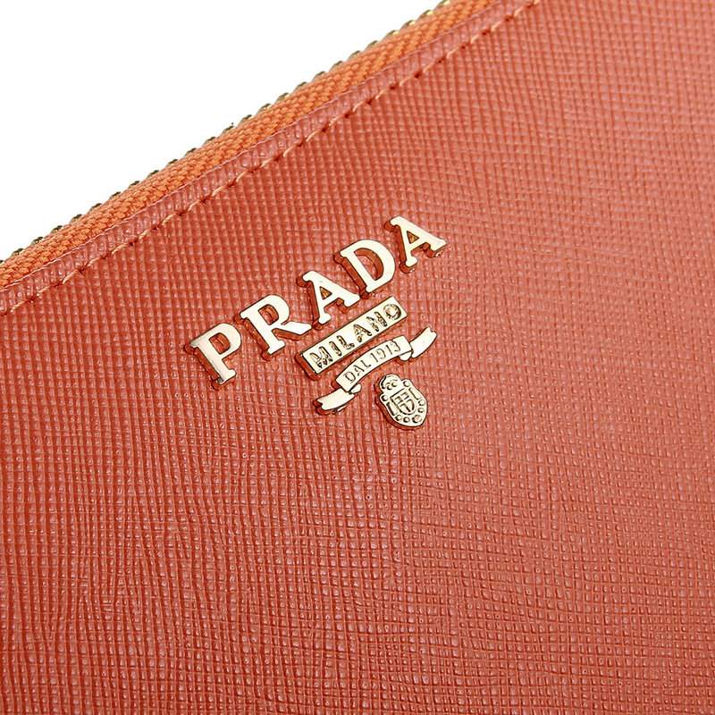 Knockoff Prada Real Leather Wallet 1136 orange - Click Image to Close